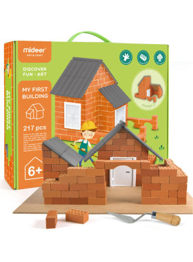 MiDeer弥鹿小小泥瓦匠儿童益智玩具diy造房子模型立体手工制作