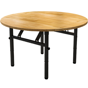 实木升降桌可方可圆可折叠餐桌家用小户型吃饭桌子餐馆大排档摆摊