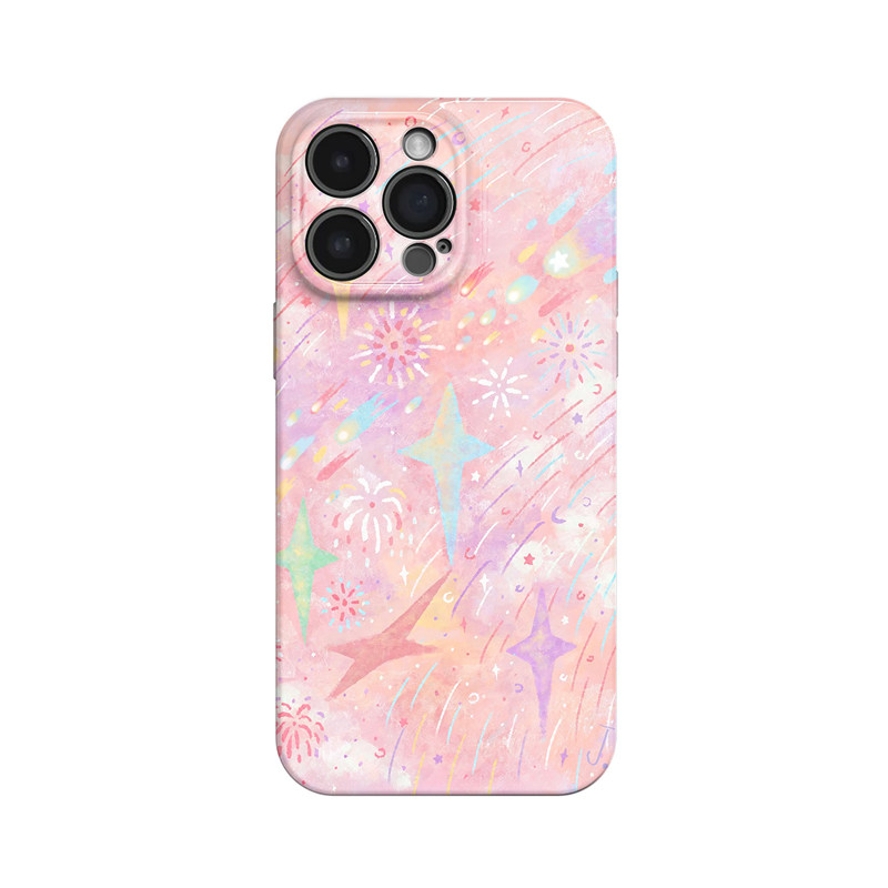 粉色流星~梦幻艺术涂鸦适用iPhone16/15promax手机壳新华为pura70小米15/13畅享70vivoX200软iqooneo10苹果14