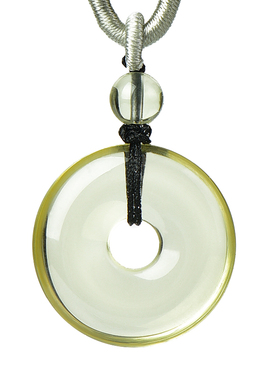 天然黄水晶平安扣缺土补土吊坠