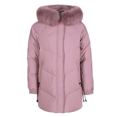 中老年妈妈冬装狐狸毛领羽绒服