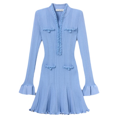 self-portrait新中式针织连衣裙