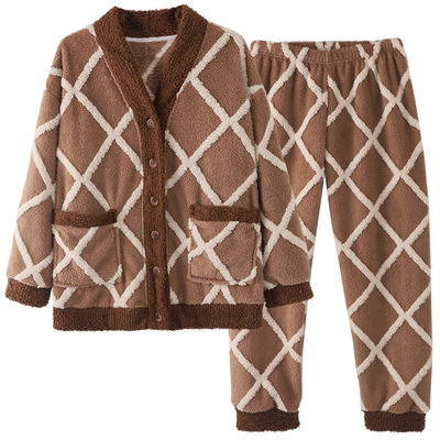 珊瑚绒睡衣女冬季保暖加厚套装