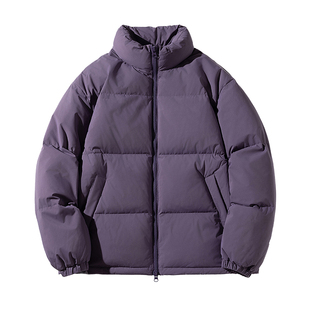 男士紫色短款羽绒服冬季加厚冬装2025新款美式面包服保暖鸭绒外套