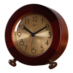 TQJ实木夜灯贪睡小闹钟床头座钟学生用静音桌面时尚台面时钟台钟