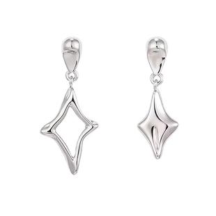 kevkev黄子弘凡同款耳钉不对称四芒星纯银耳环方圆脸显脸小送女友