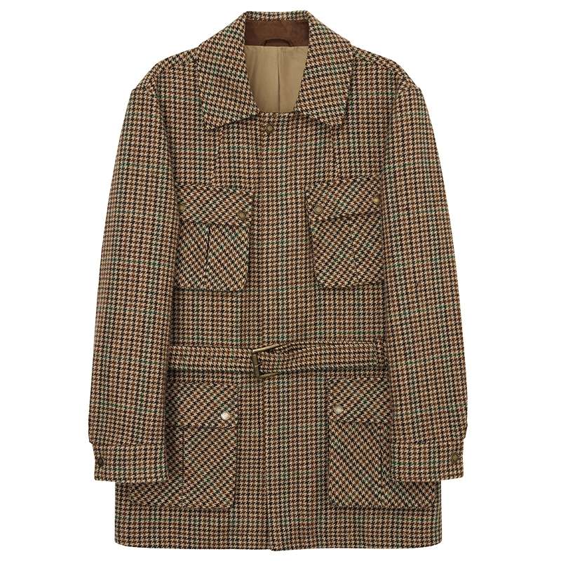 JDV男装商场同款秋冬新款千鸟格毛呢夹克休闲保暖外套WJK3310