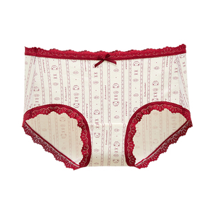 六只兔子3条装红色内裤女10A抑菌裆加长纯棉裆中腰本命年三角裤