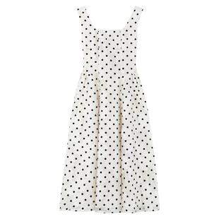 KEIKO [立体剪花] 轻淑风白色波点无袖连衣裙夏季法式吊带背心裙