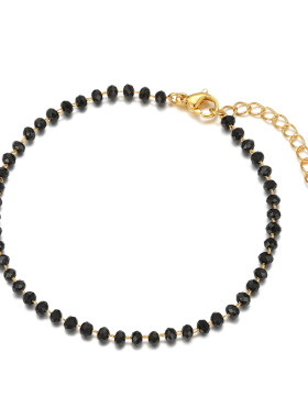 旭平时尚气质高级感黑色珠珠合金手链