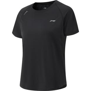 李宁速干T恤女夏季新款瑜伽健身透气跑步速干上衣女圆领运动短袖