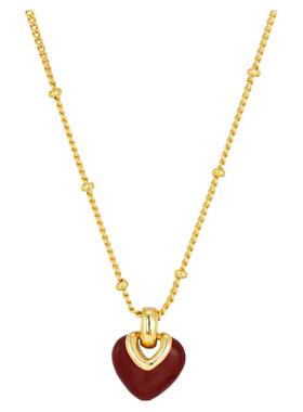 新款红色爱心吊坠项链耳钉套装