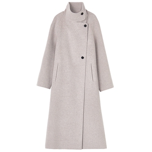 【纯羊毛】LANCY/朗姿2025冬季新款简约设计感双面呢高领长大衣女
