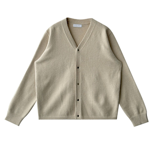 马克斯星球 极简风纯色开衫上衣男冬季新款V领长袖针织衫毛衣外套