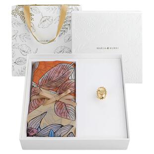 MARJAKURKI玛丽亚古琦真丝丝巾披肩女外搭丝巾扣礼盒装节日礼物