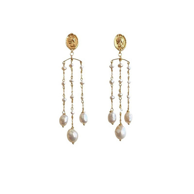 Dopamine Vault」星河漫.法式超仙气质小众巴洛克长流苏珍珠耳环