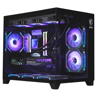 微星碉堡黑刃/白刃PLUS海景房机箱360水冷游戏台式电脑无立柱机箱