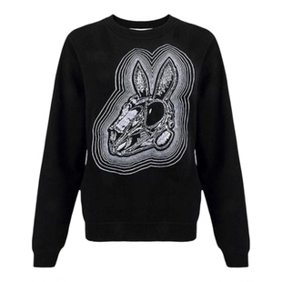 现货ALEXANDER MCQUEEN/麦昆女款卫衣刺绣兔魔鬼燕徽章标MCQ