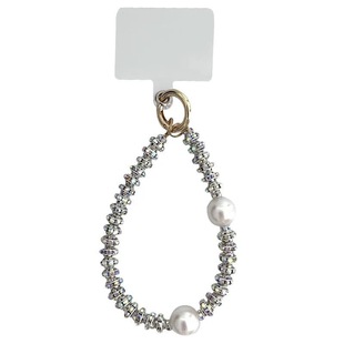 高级感女款苹果手机手腕挂绳挂链串珠轻奢时尚带钻夹片壳手提挂饰