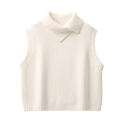 100%纯棉翻领套头针织马甲