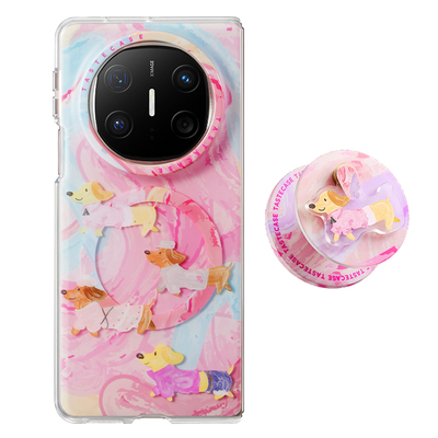 粉色腊肠狗磁吸手机壳适用MateX6