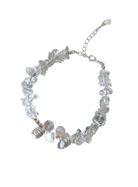 天然白水晶淡水花瓣气质珍珠手链