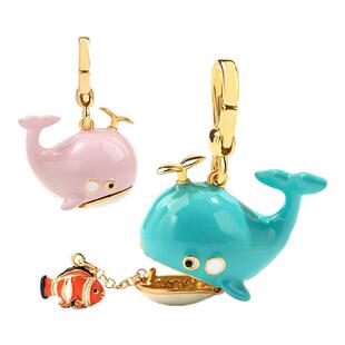 情侣挂件女蓝色粉色鲸鱼海豚可打开吊坠项链童趣好玩珐琅挂坠礼物