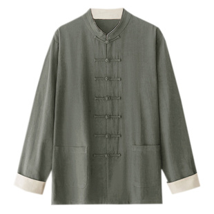 朴笙记原创春秋夏季薄款唐装男款亚麻外套复古中国风宽松透气衣服