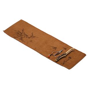 画续棉麻吸水干泡台茶席垫子新中式禅意一人茶巾桌布桌旗小中式