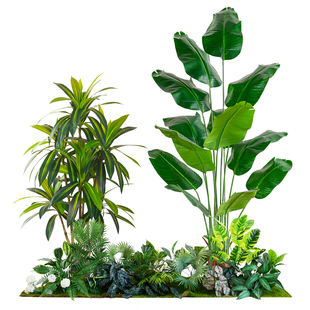 仿真绿植景观造景组合假树植物楼梯橱窗门店花箱室内装饰布置摆设