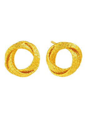 老庙黄金足金999几何耳环5G工艺金丝莫比乌斯环简约气质送礼