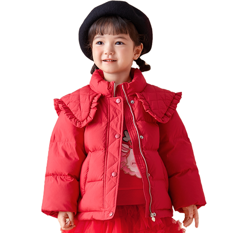 巴拉巴拉女童新年季大红色羽绒服