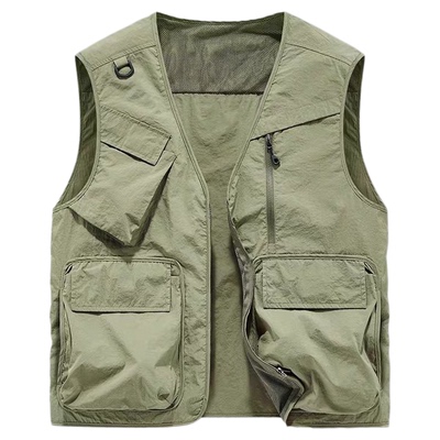山系户外夏季复古潮牌口袋男士马甲薄款宽松钓鱼工装坎肩背心休闲