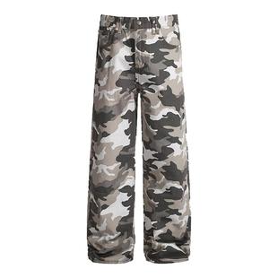 YORAINBOW 灰白迷彩直筒美式高街休闲情侣同款cleanfit直筒牛仔裤