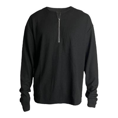 华夫格半拉链长袖长袖薄款