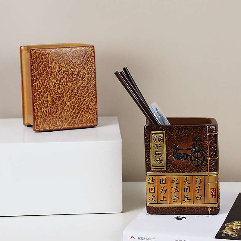 非遗彩陶瓷国风中式笔筒创意学生教师桌面收纳盒摆件送老师纪念物