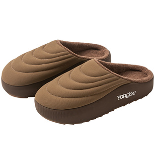 布艺棉拖鞋秋冬季女居家用地板防滑厚底男室内加绒保暖抗菌办公室