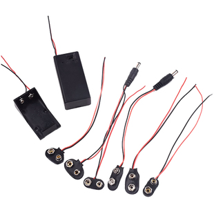 9V电池盒带盖带开关DC插头带连接线 方形电池盒 6F22电池盒装1节