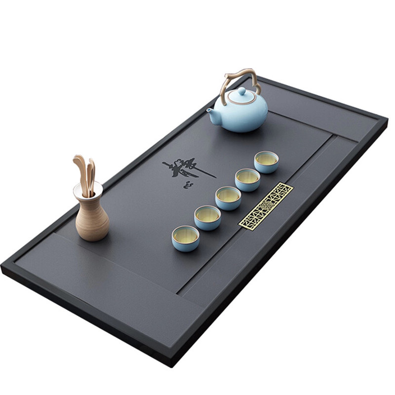 仿乌金石茶盘客厅家用排水式茶台新中式茶托盘可内嵌茶桌功夫茶具
