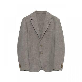 EHE男装 春夏新款浅卡其色原创设计绵羊毛高级精致西服外套男