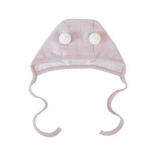 婴儿帽子春秋季可爱全棉针织提花小月龄初生新生儿男女宝宝护耳帽