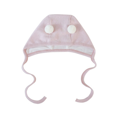 婴儿帽子春秋季可爱全棉针织提花小月龄初生新生儿男女宝宝护耳帽