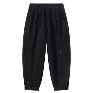 小象汉姆童装男童灯芯绒裤儿童休闲裤2025冬装新款加绒裤子宽松潮