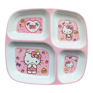 卡通儿童分格餐盘可爱环保密胺塑料KT猫四格餐具大人吃饭宝宝家用