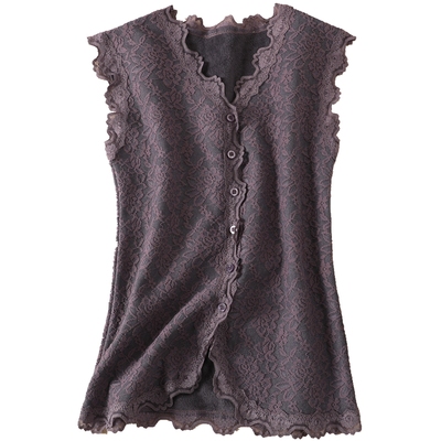 蕾丝保暖马甲背心冬加绒内搭打底