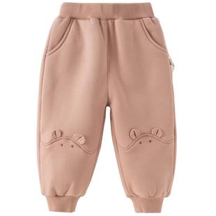 戴维贝拉儿童裤子2025冬装休闲裤女童男童加绒卫裤宽松束脚裤A类