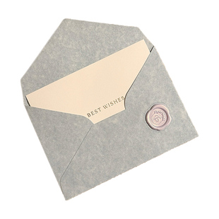 雾霾蓝色系羊巴纹理感信封贺卡套装节日浪漫手写信请柬情书贺卡片