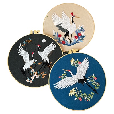 指间鲁绣非遗手工刺绣diy材料包中国风丹顶鹤立体布艺绣花品创意