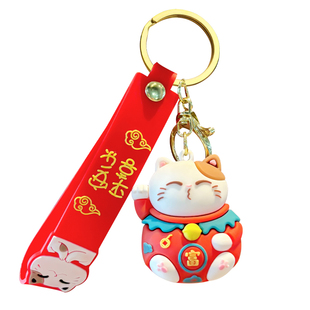 网红好运招财猫汽车钥匙扣书包挂件可爱公仔卡通挂饰情侣钥匙链女