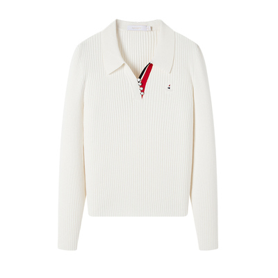 Navigare羊毛V领短款针织毛衣